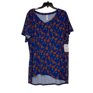 LuLaRoe Womens Top Size 3XL Christy T Tennis Blue Orange Yellow SS Shirt Stretch